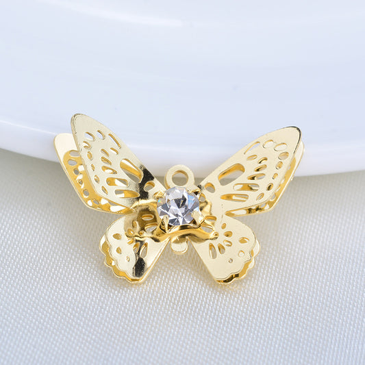 20 pendentif à breloque papillon orné de strass 14K GF