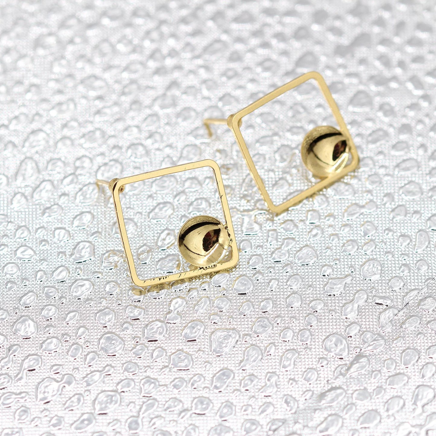 40 quadratische Kreis-Ohrstecker, 14 K GF, ohne Löcher, Perlen, blanko