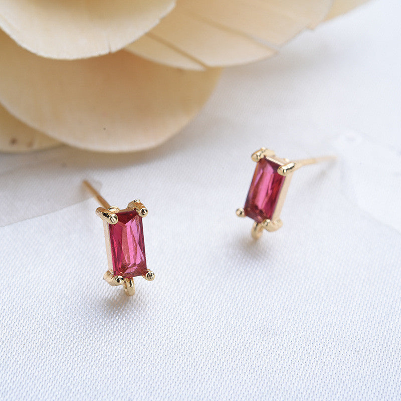 10 boucles d'oreilles rectangulaires avec boucle 14K GF strass embellies