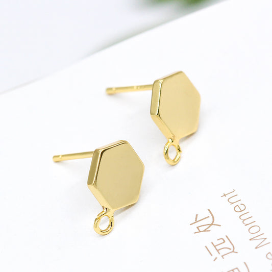10 boucles d'oreilles hexagonales brillantes avec boucle d'oreille 14K GF