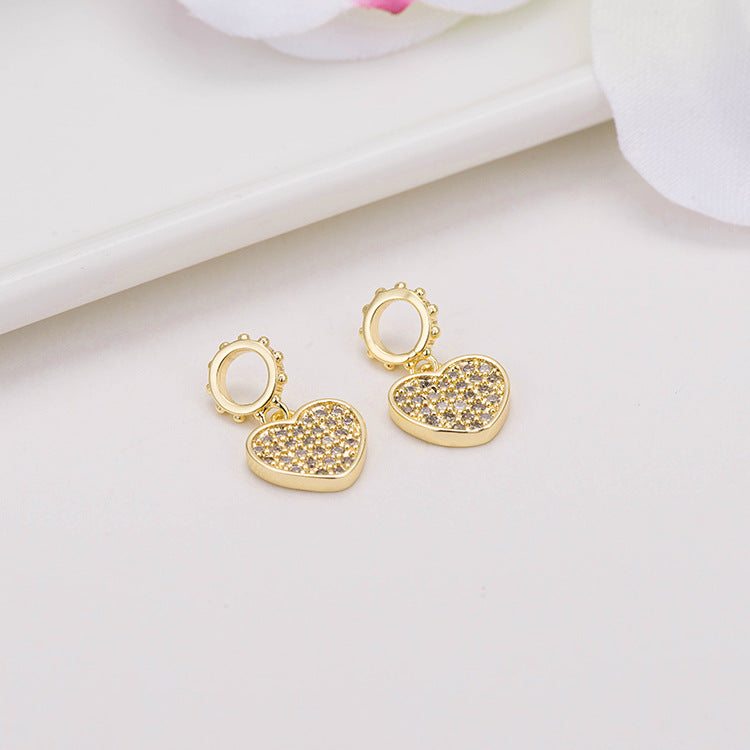 Pendentif à breloque 2 cœurs orné de strass 14K GF