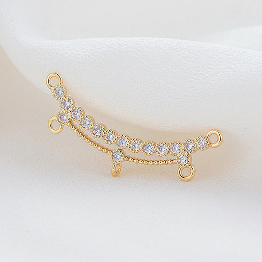 2 mehrfach geschlungene hohle florale Charm-Verbindungsstücke mit Strassverzierung aus 14-karätigem GF