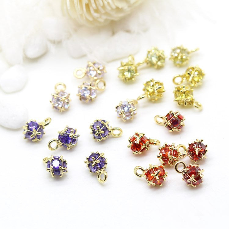 10 pendentifs à breloque boule multi-faces ornés de strass 14K GF