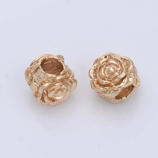 20 perles florales à gros trous 14K GF, entretoise de perles de charme