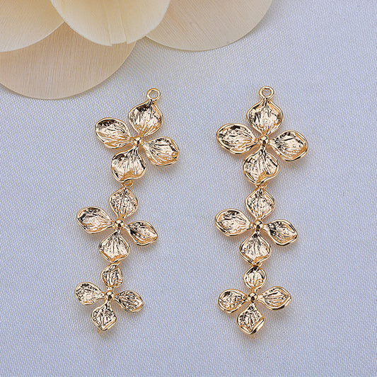 20 connecteurs de charme liés à trois fleurs à double boucle 14K GF