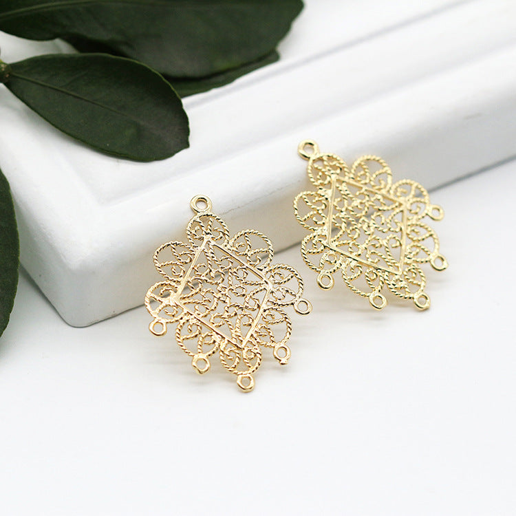 2 pendentifs à breloques à pièces florales creuses à boucles multiples 14K GF