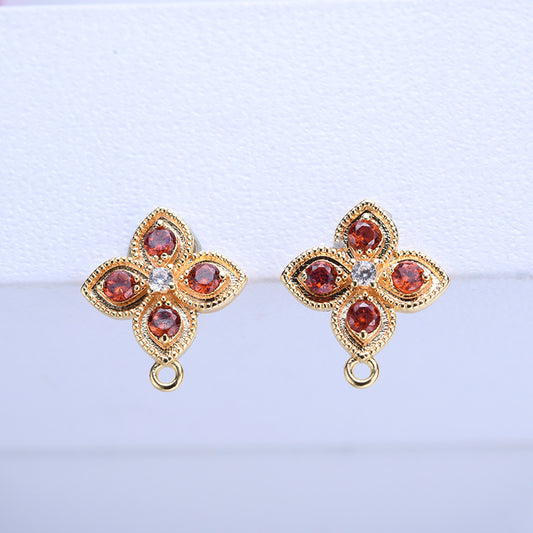20 boucles d'oreilles à tige florales avec boucle d'oreille ornée de strass 14K GF