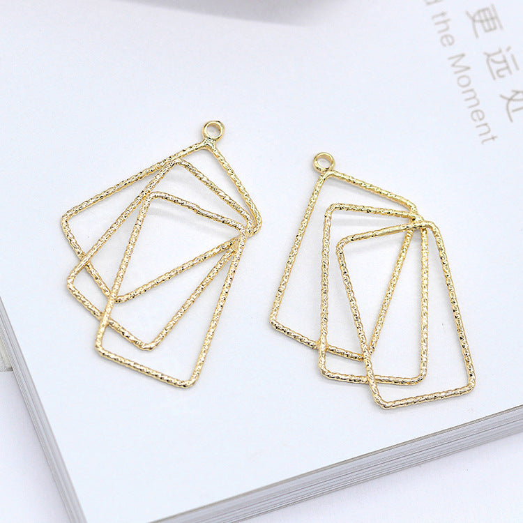 20 pendentif à breloque trois cercles rectangulaires fondants 14K GF
