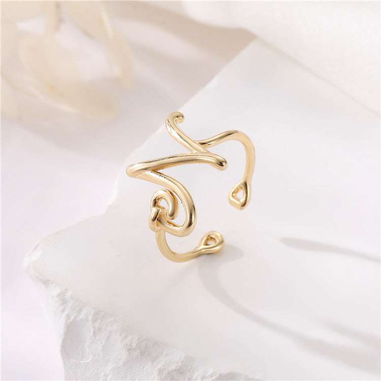 2 bague de déclaration sculptée en cercle ouvert 14K GF perle à moitié percée vierge