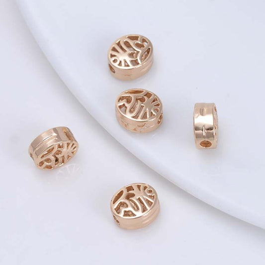 20 perles ovales creuses 14K GF, breloque en cuivre, entretoise de perles