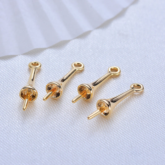 100 pinces à pince 14K GF pendentif connecteur supérieur à moitié percé perle vierge