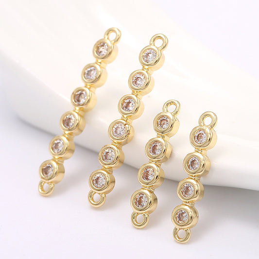 2 connecteurs de charme de barre de bâton à double boucle ornés de strass 14K GF