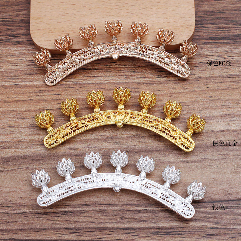 10 Bent Multi Floral Charm Pendant 18KGP 6mm Round Bead Blank Gemstone Beads Setting