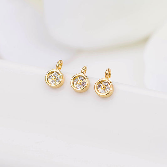 10 pendentifs à breloques ronds ornés de strass 14K GF