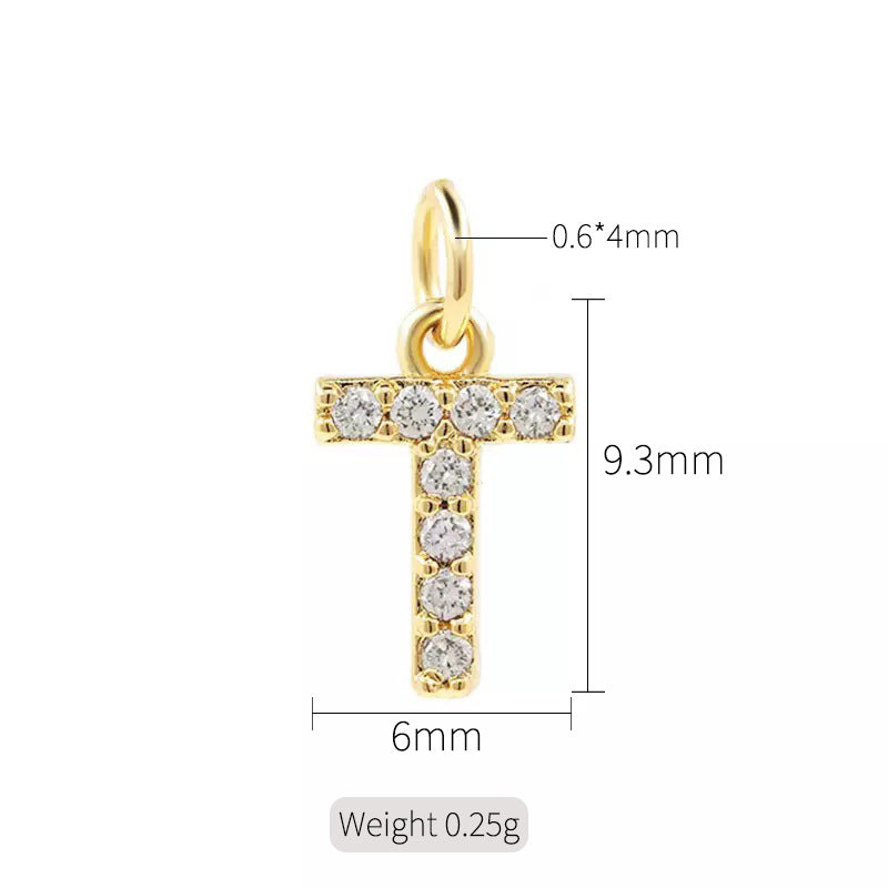 2 minuscules initiales Alphabet AZ Charm Pendentif Strass Embelli 14K GF