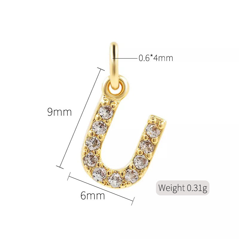2 minuscules initiales Alphabet AZ Charm Pendentif Strass Embelli 14K GF