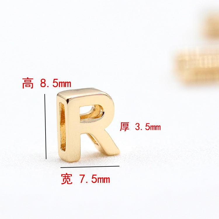 10 trous larges Alphabet plat perle ceinture charme 14K GF perles entretoise
