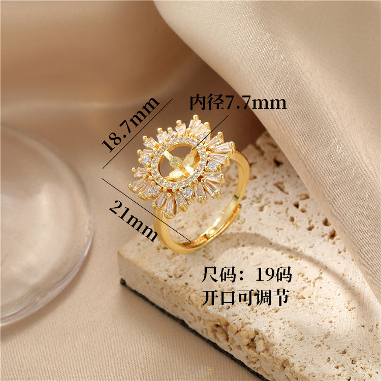 2 Statement-Ring mit offenem Kreis, 14K GF, halbgebohrter Perlenrohling