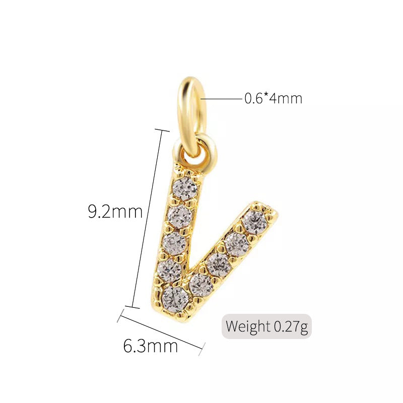 2 minuscules initiales Alphabet AZ Charm Pendentif Strass Embelli 14K GF
