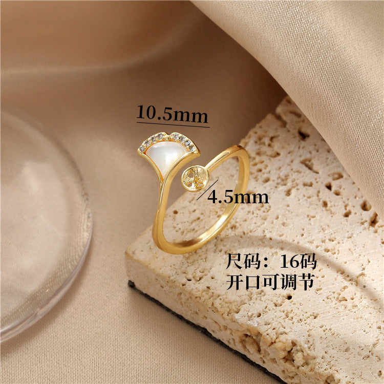 2 Statement-Ring mit offenem Kreis, 14K GF, halbgebohrter Perlenrohling