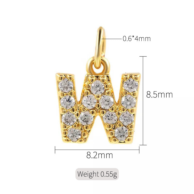 2 minuscules initiales Alphabet AZ Charm Pendentif Strass Embelli 14K GF