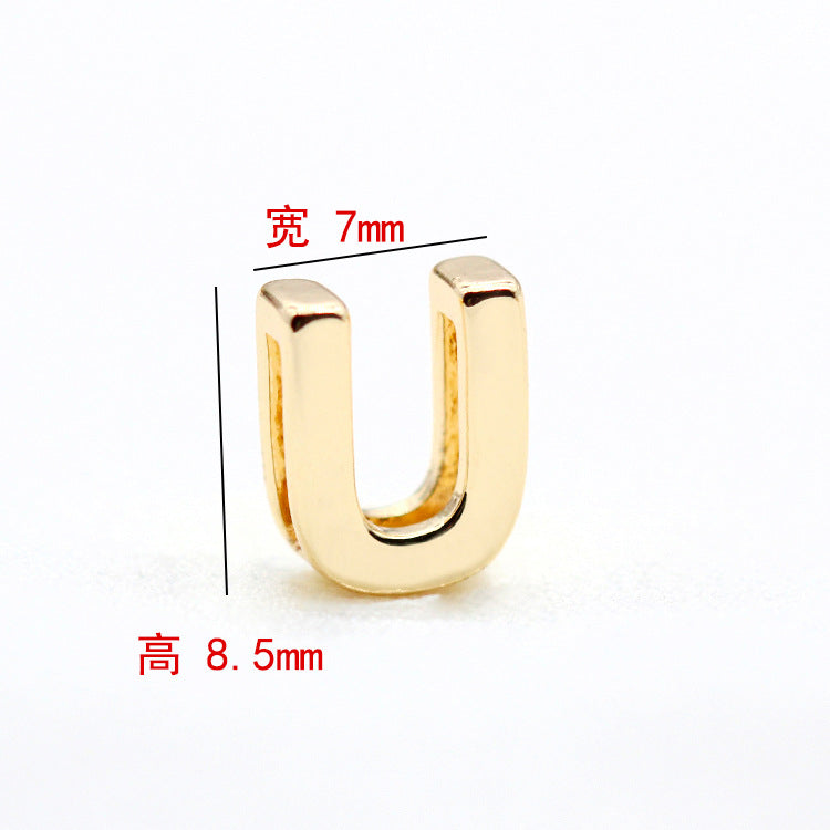 10 trous larges Alphabet plat perle ceinture charme 14K GF perles entretoise