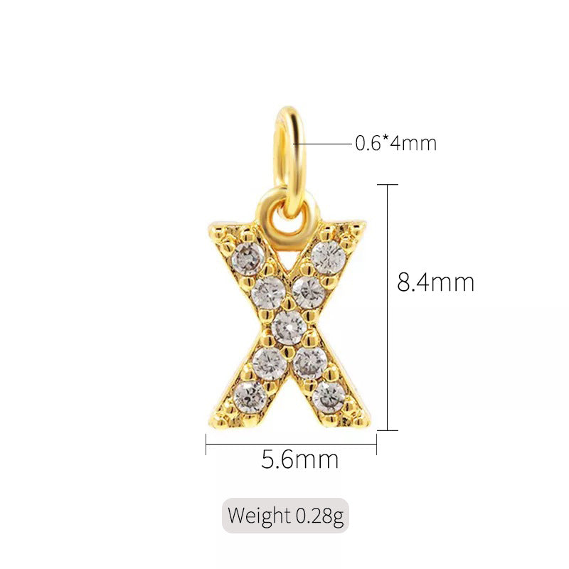 2 minuscules initiales Alphabet AZ Charm Pendentif Strass Embelli 14K GF