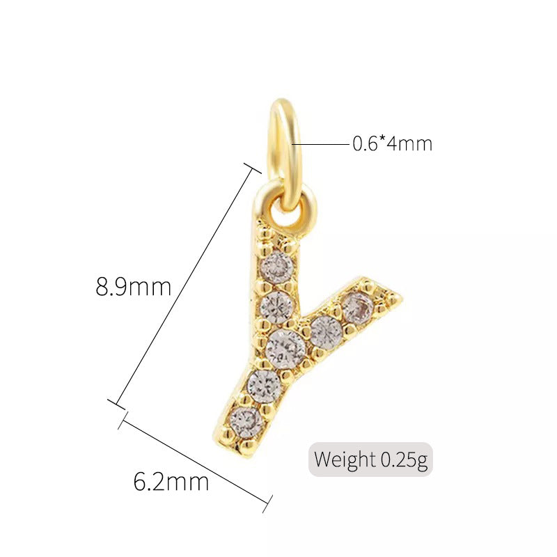 2 minuscules initiales Alphabet AZ Charm Pendentif Strass Embelli 14K GF
