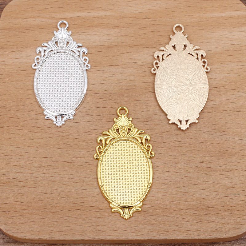 50 Oval Charm Pendant 18KGP 18x25mm Cabochon Blank Base Gemstone Piece Setting