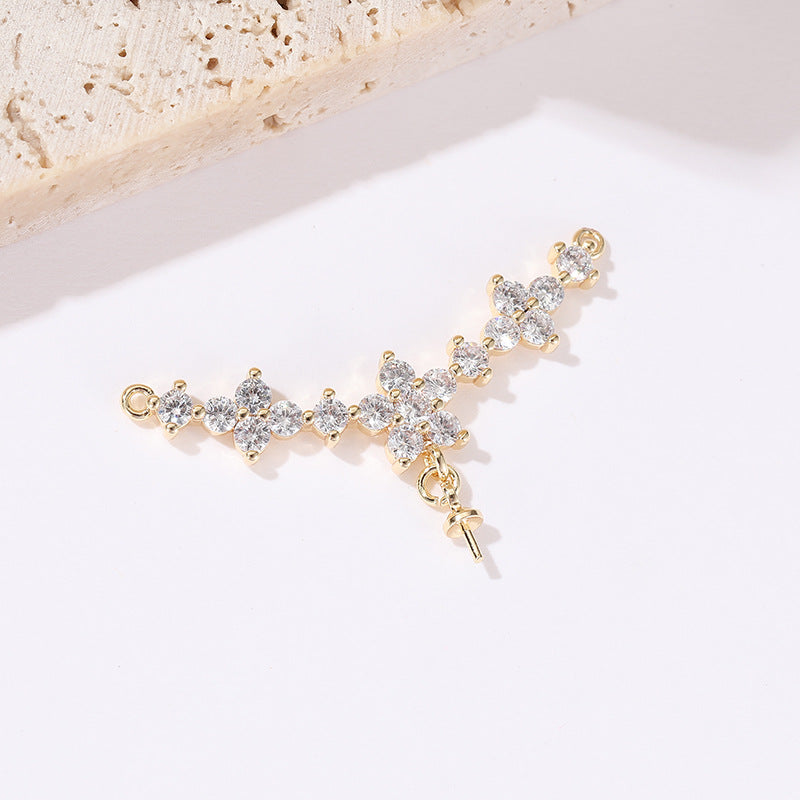 2-Sterne-Rechteck-Stern-Feder-Charm-Anhänger mit Strass verziert, 14K GF, halbgebohrte Perle, Rohling