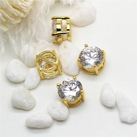 5 pendentifs à breloques en pierre ronde ornés de strass 14K GF