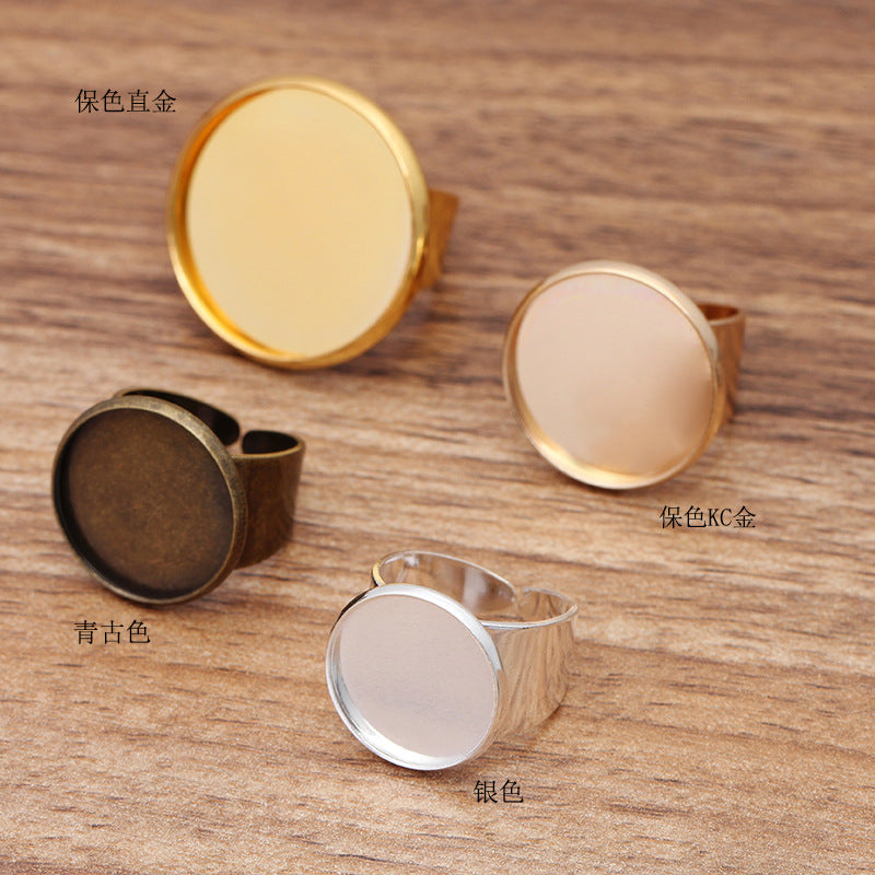 20 bague de cercle ouvrable de tasse de lunette unie 18KGP 16mm 18mm 20mm 25mm cabochon rond base vierge réglage de pierres précieuses