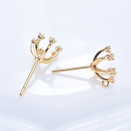 20 boucles d'oreilles à tige florales avec boucle d'oreille ornée de strass 14K GF