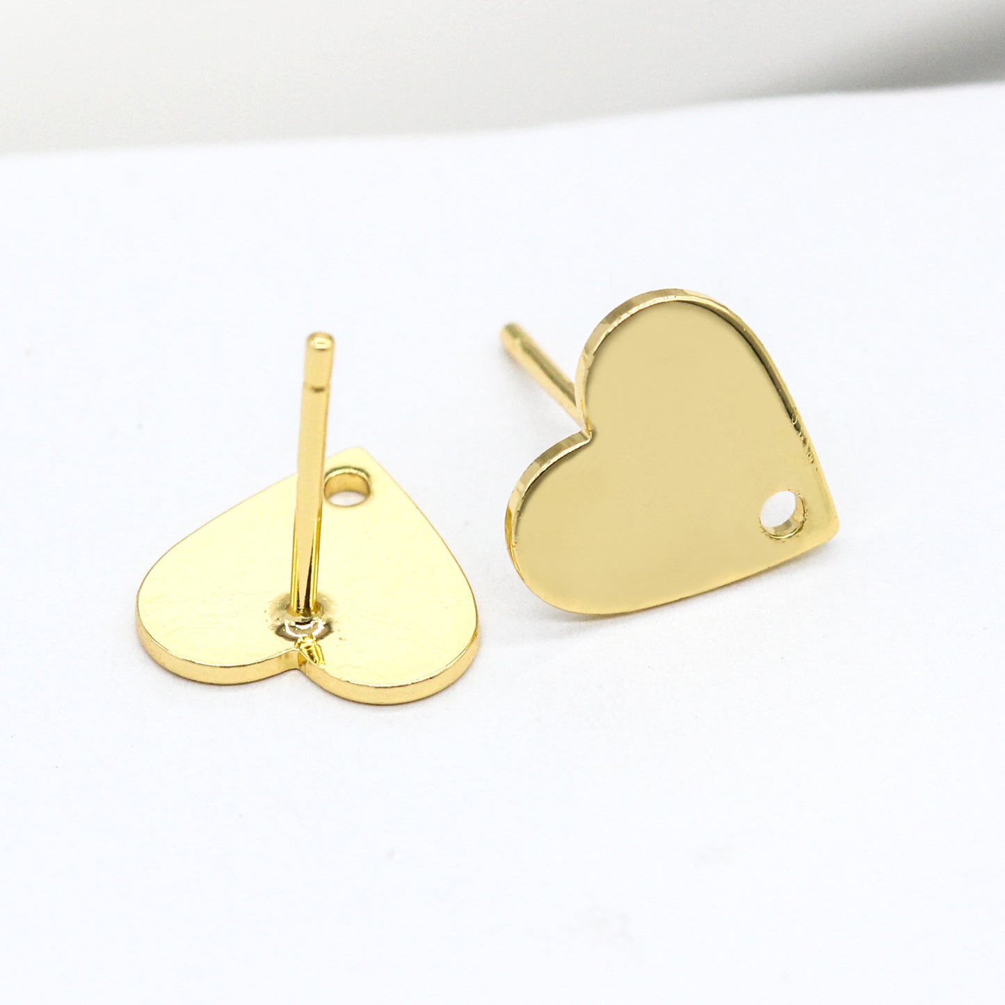 4 boucles d'oreilles coeur brillant avec trou 14K GF Earing