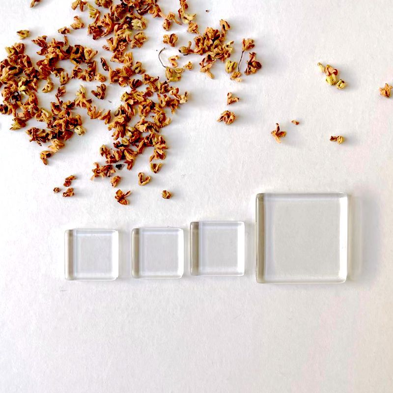 Bulk 50 quadratische Klarglas-Cabochons mit doppelter, flacher, transparenter Vergrößerung, 8 mm, 10 mm, 12 mm, 14 mm, 15 mm, 16 mm, 18 mm, 20 mm, 25 mm, 30 mm, 38 mm