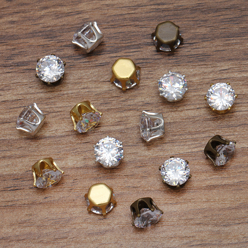 100 Charm-Anhänger mit sechs Krallen und flacher Rückseite, 18 kg, 8 mm Strasssteine, mit Zirkoneinlage