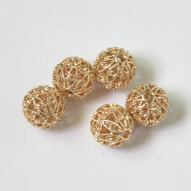 20 perles rondes creuses 14K GF, breloque en cuivre, entretoise de perles