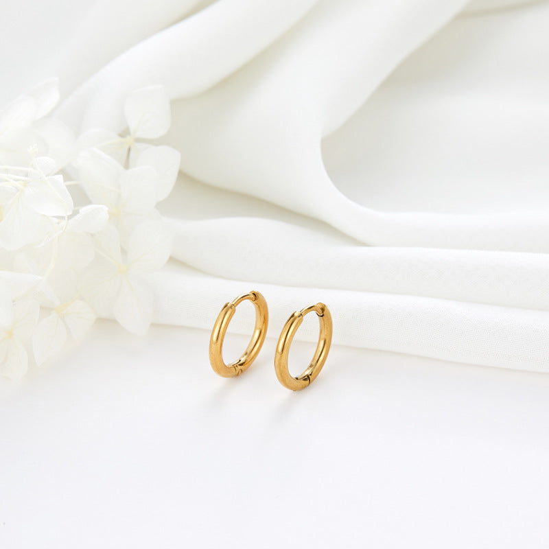 4 Plain Round Circle Hoop Earring 14K GF Earing