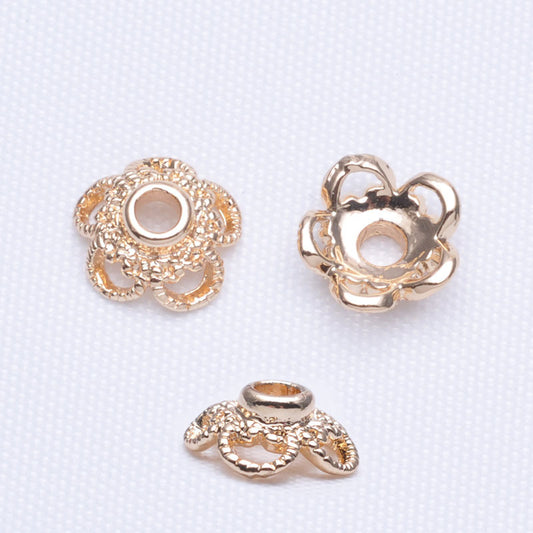 40 bonnets de perles florales, tasse 14K GF, breloques, entretoise de perles