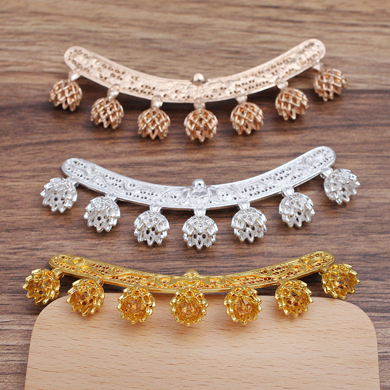 10 Bent Multi Floral Charm Pendant 18KGP 6mm Round Bead Blank Gemstone Beads Setting