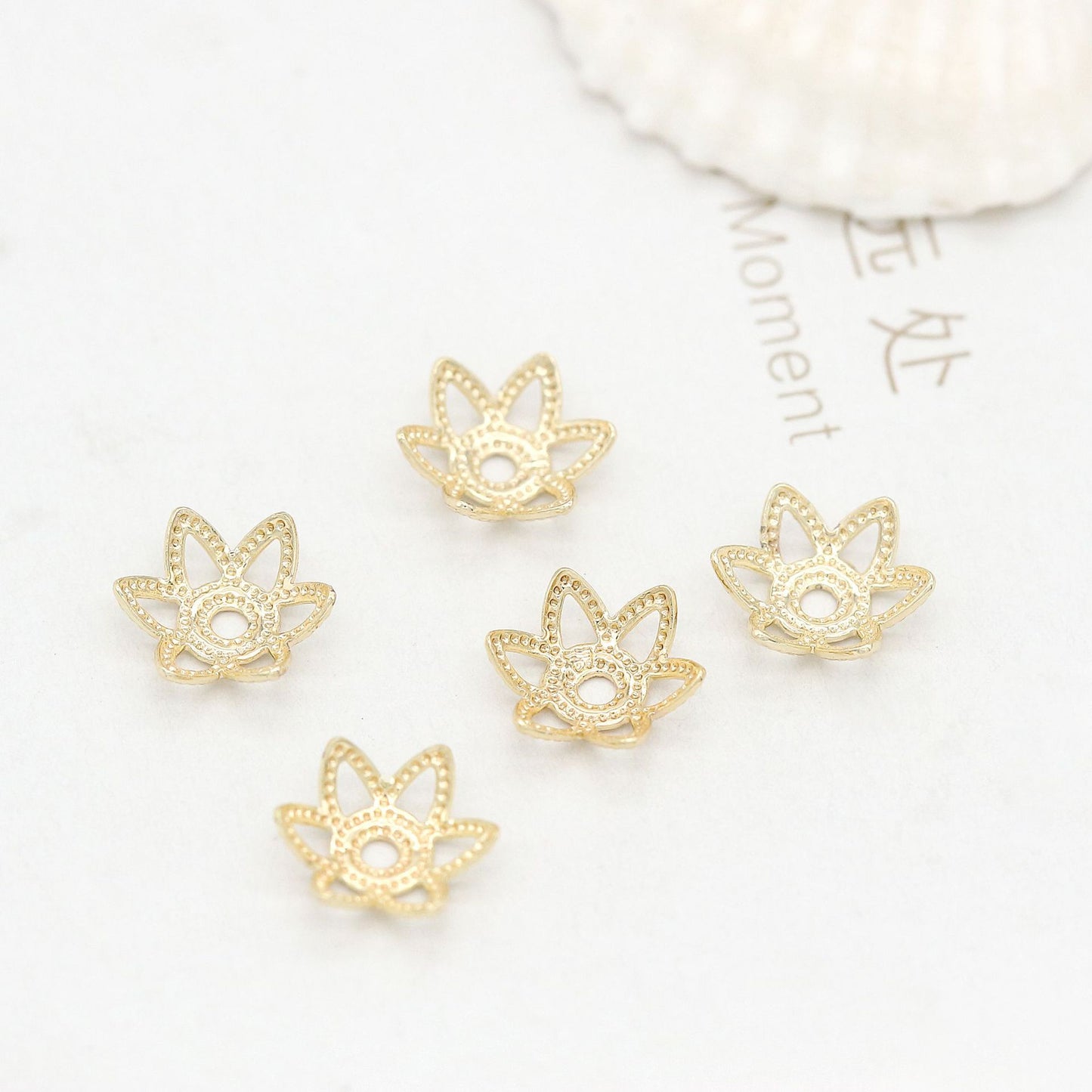 10 capuchons de perles florales, tasse 14K GF, entretoise de perles de charme