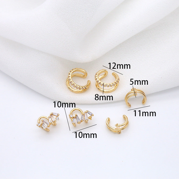 4 boucles d'oreilles earcuff grimpeur sans piercing boucle d'oreille strass embelli 14K GF boucle d'oreille