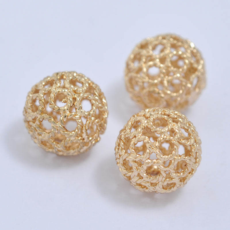 20 perles rondes creuses 14K GF, breloque en cuivre, entretoise de perles