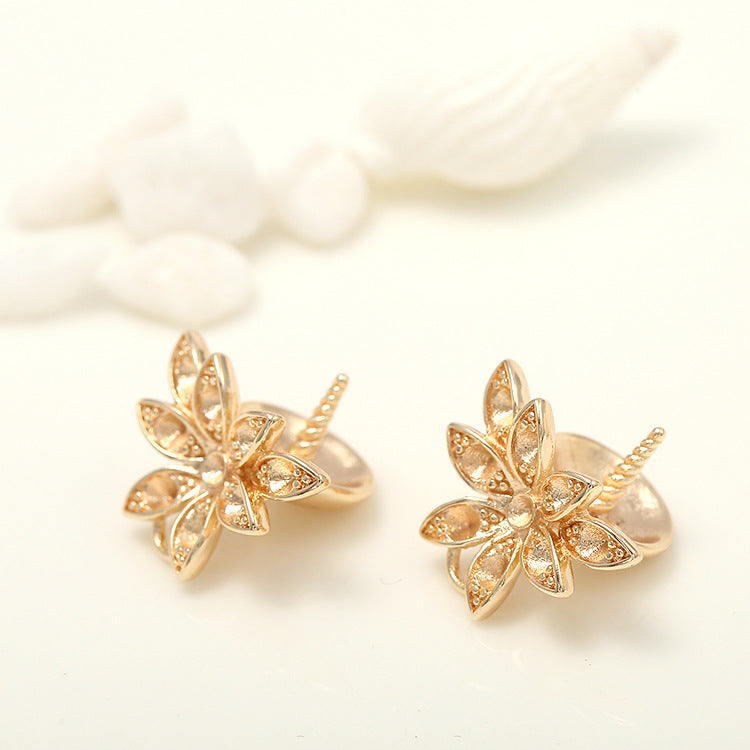 5 pendentif à breloque florale strass embelli 14K GF perle semi-percée perle vierge