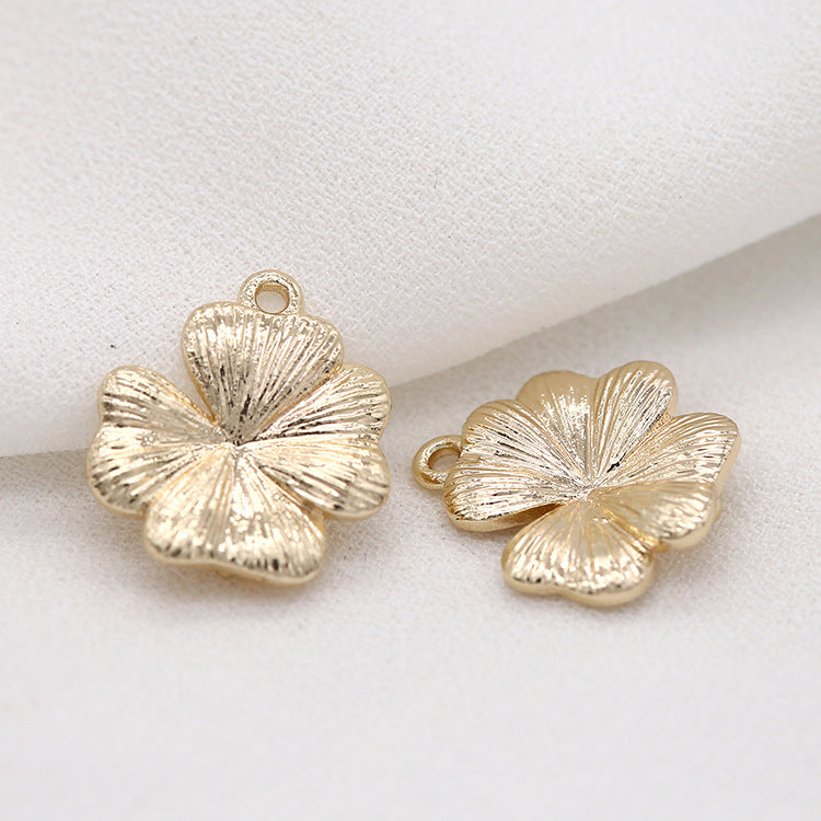 10 doppelt geschlungene vierblättrige Kleeblatt-Charm-Verbindungsstücke aus 14-karätigem GF