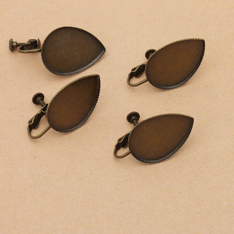 100 Ohrringe mit gezackter Kante, Lünette, Cup-Ohrring, ohne Piercing, Antik-Bronze, 18 x 25 mm, Wassertropfen-Cabochon, leere Basis, Edelstein-Fassung