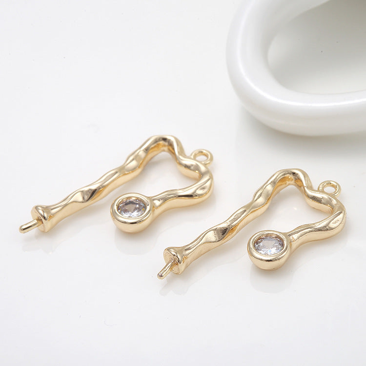 2 pendentifs à breloques en bâton courbé fondant strass embellis 14K GF perle à moitié percée perle vierge