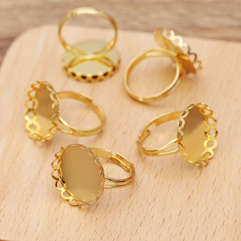 200 Scallop Edge Bezel Cup Ring 18KGP 18mm Round Cabochon Blank Base Gemstone Setting