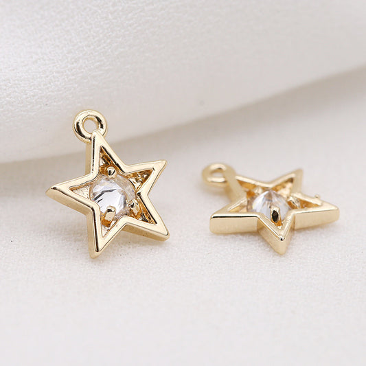 Pendentif à breloque 10 étoiles orné de strass 14K GF