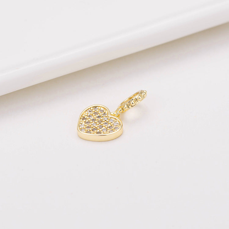 Pendentif à breloque 2 cœurs orné de strass 14K GF